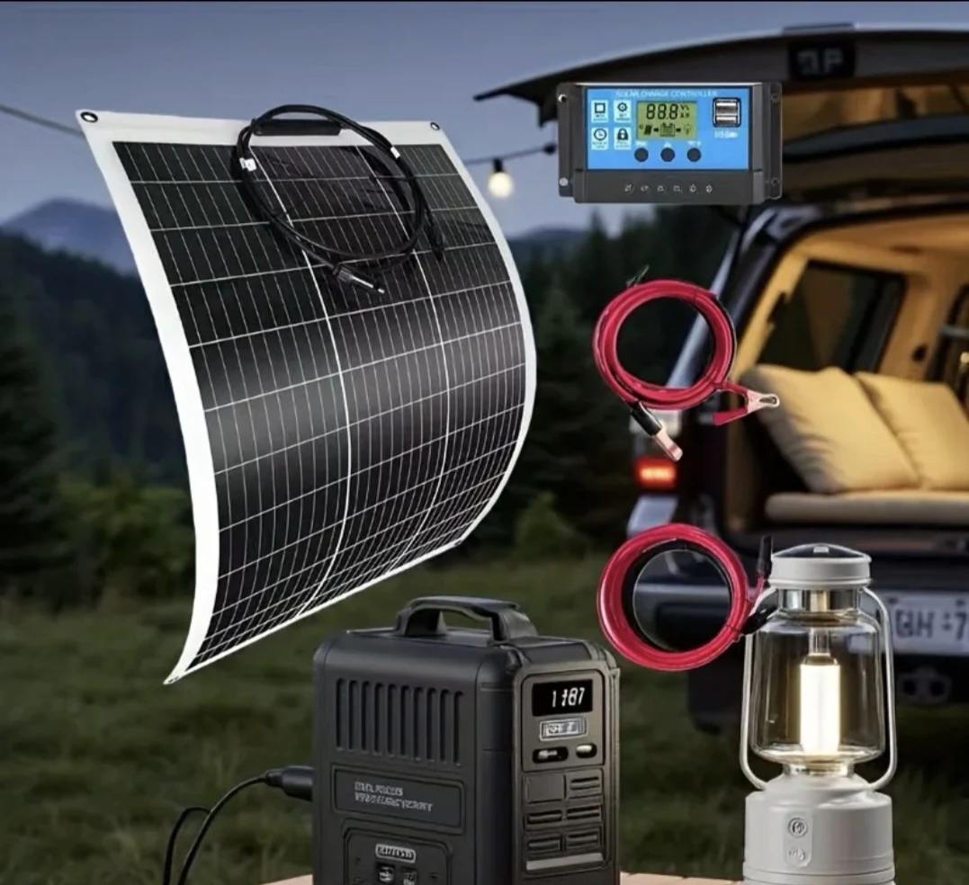 100W Flexible Solar Panel Kit with Charge Controller and Cables - photo 5