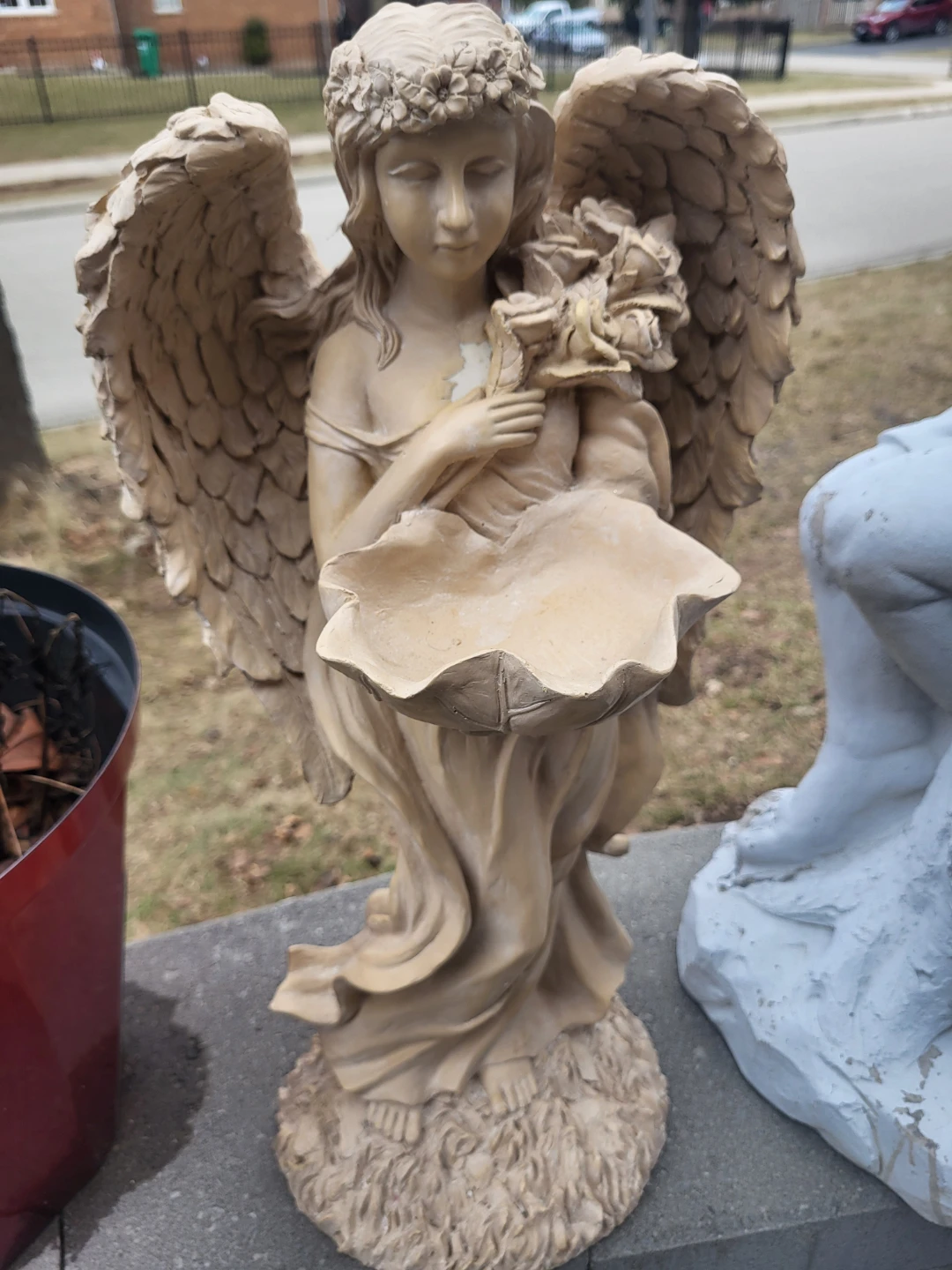 Angel garden statue with bird bath 1.5 -2 f t