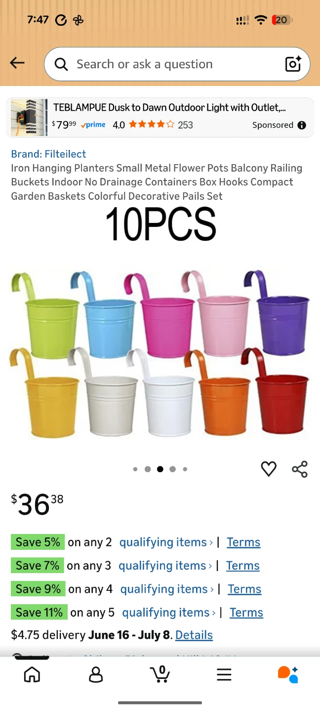 Filteilect 10-Piece Iron Hanging Planters Set