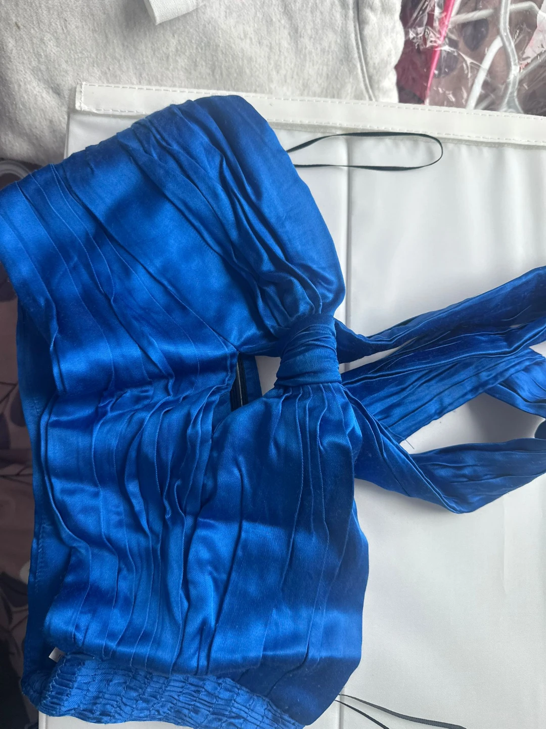 ZARA Blue Ruched Strappy top