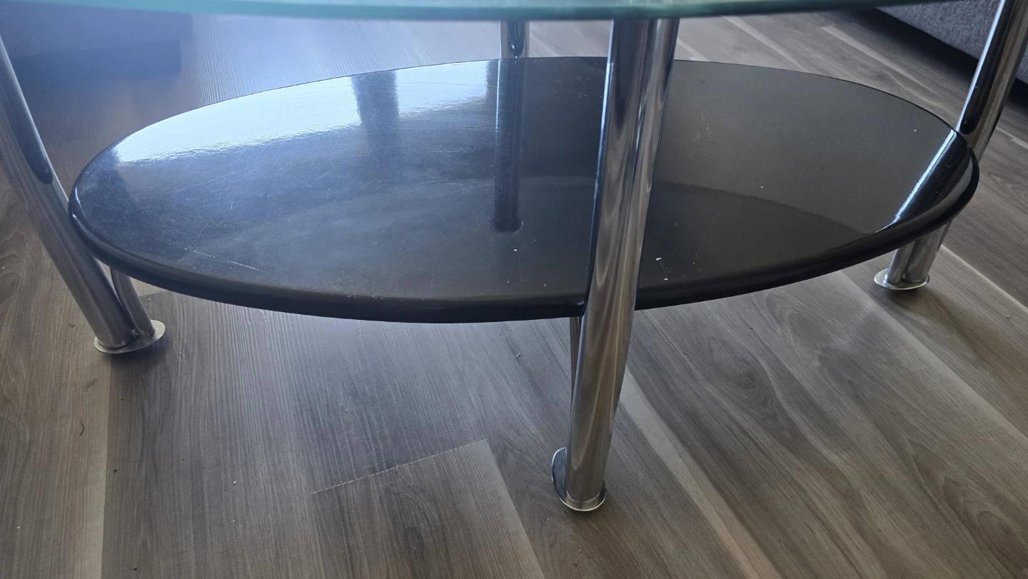 Oval Glass Coffee Table with Lower Shelf - photo 2