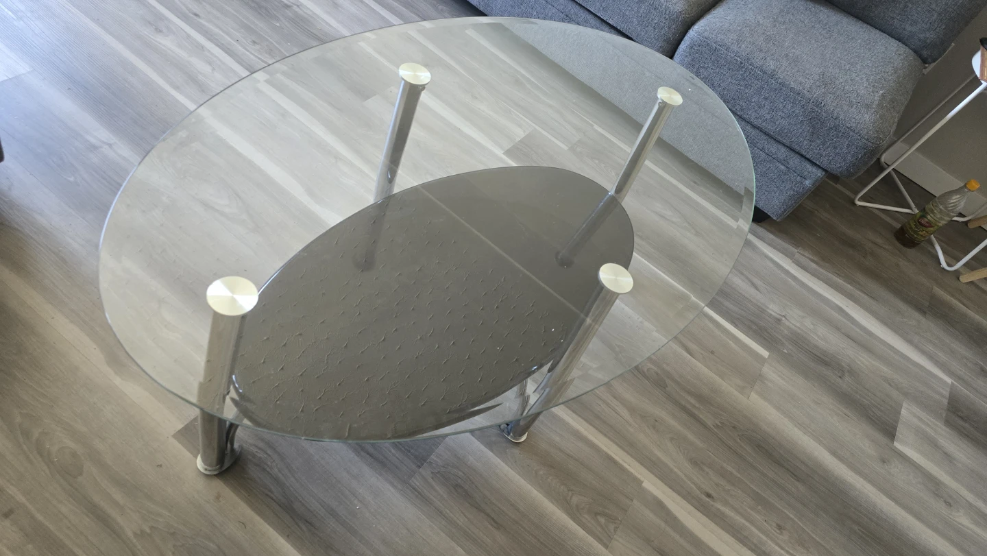 Oval Glass Coffee Table with Lower Shelf - photo 3