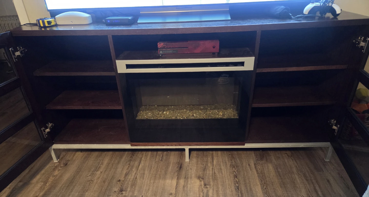 Dark Wood Entertainment Stand with Electric Fireplace - photo 3