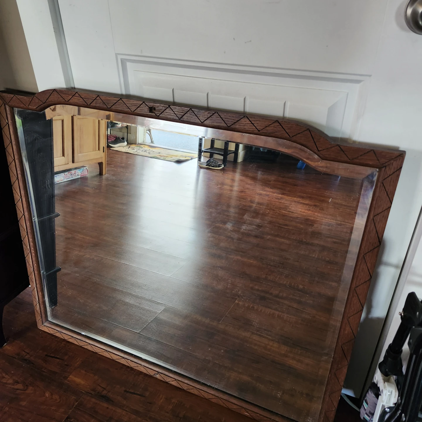 Vintage Wood Framed Mirror