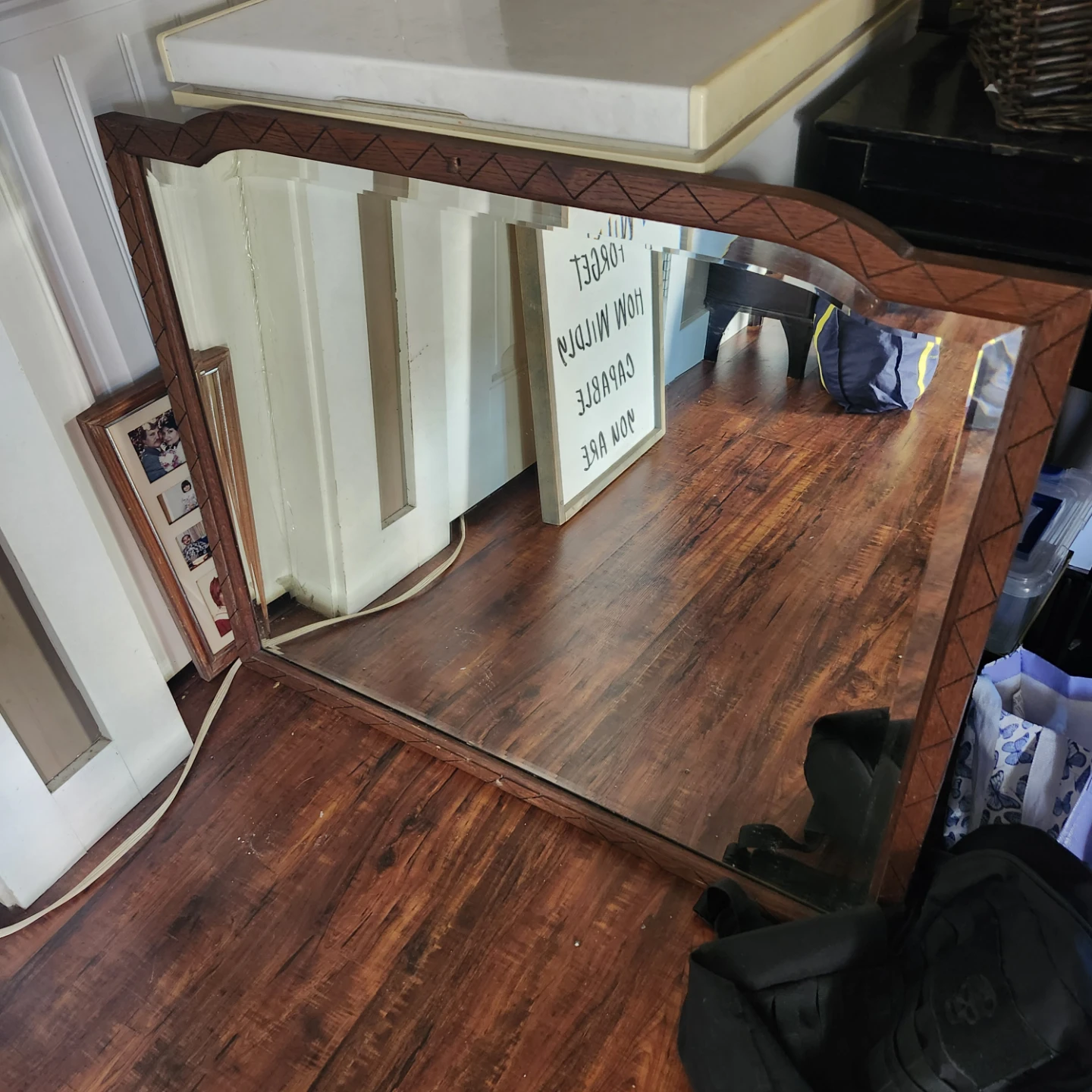 Vintage Wood Framed Mirror - photo 2