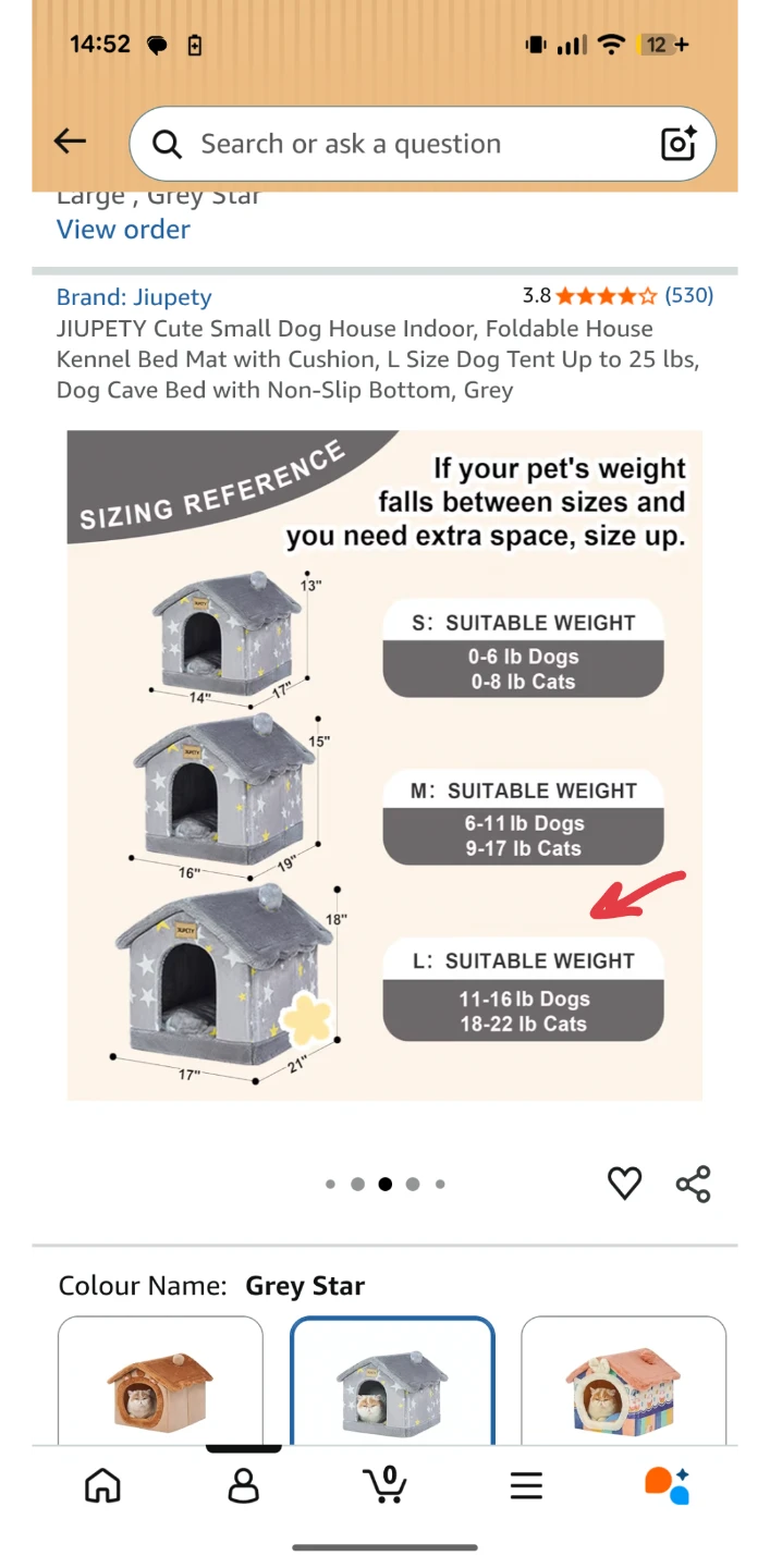 Jiupty Grey Star Cat/Dog House - Large - photo 5