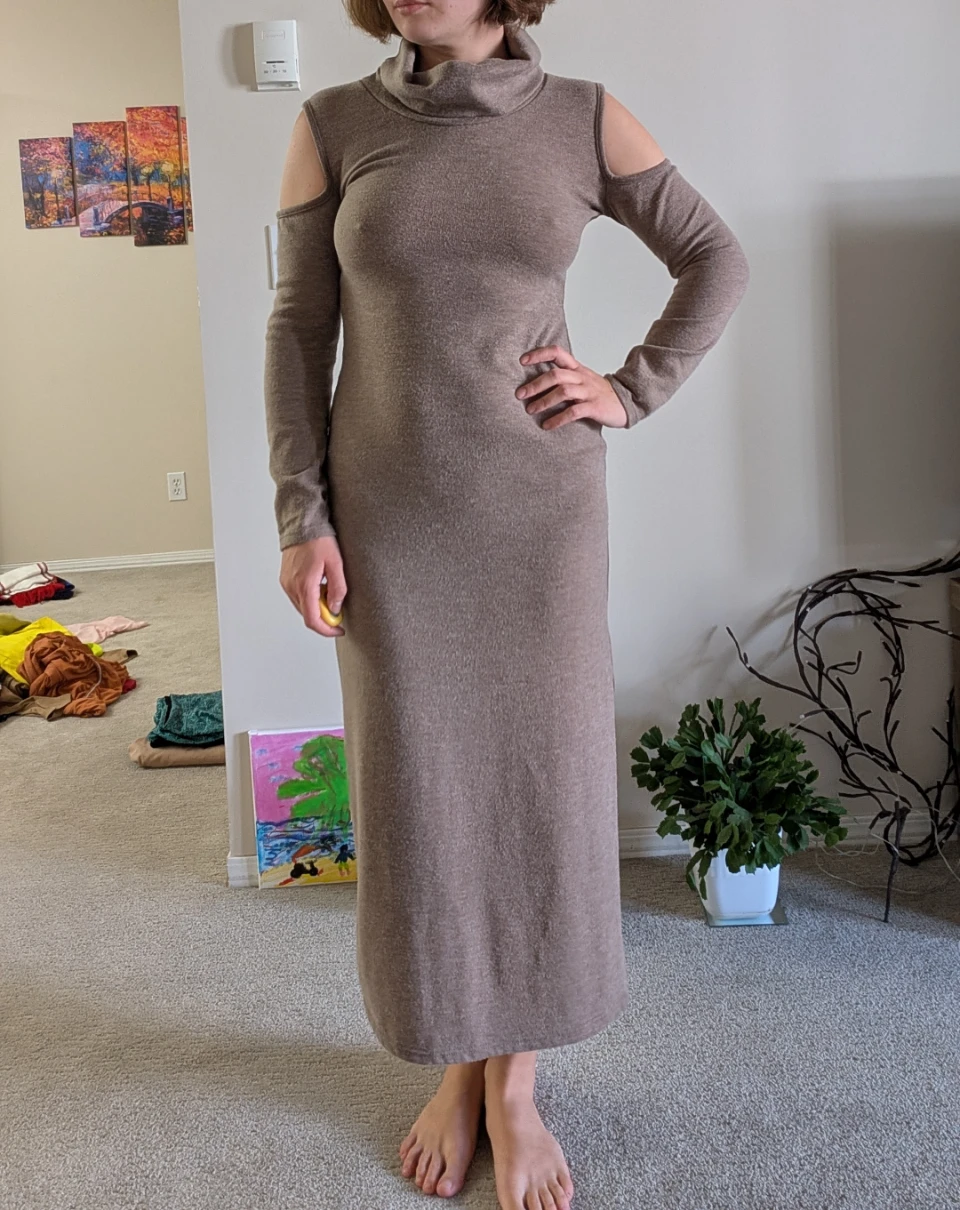 Cold Shoulder Turtleneck Dress - Size M