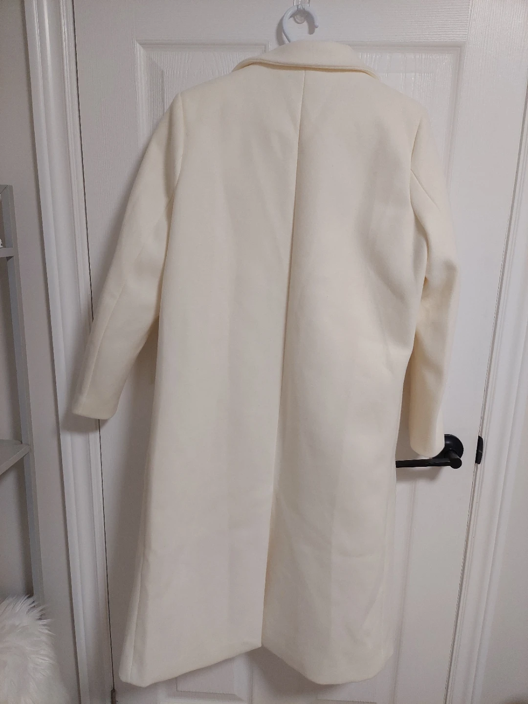 Cream Double-Breasted Wool Blend Coat - photo 2
