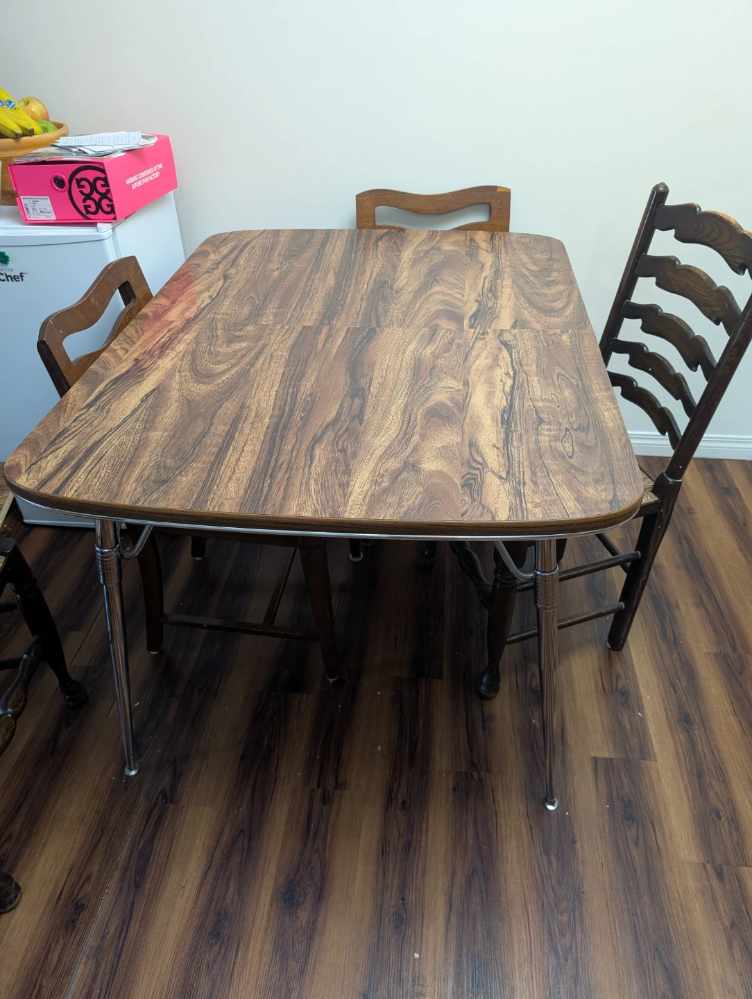 Vintage Kitchen Table with Wood Grain Finish