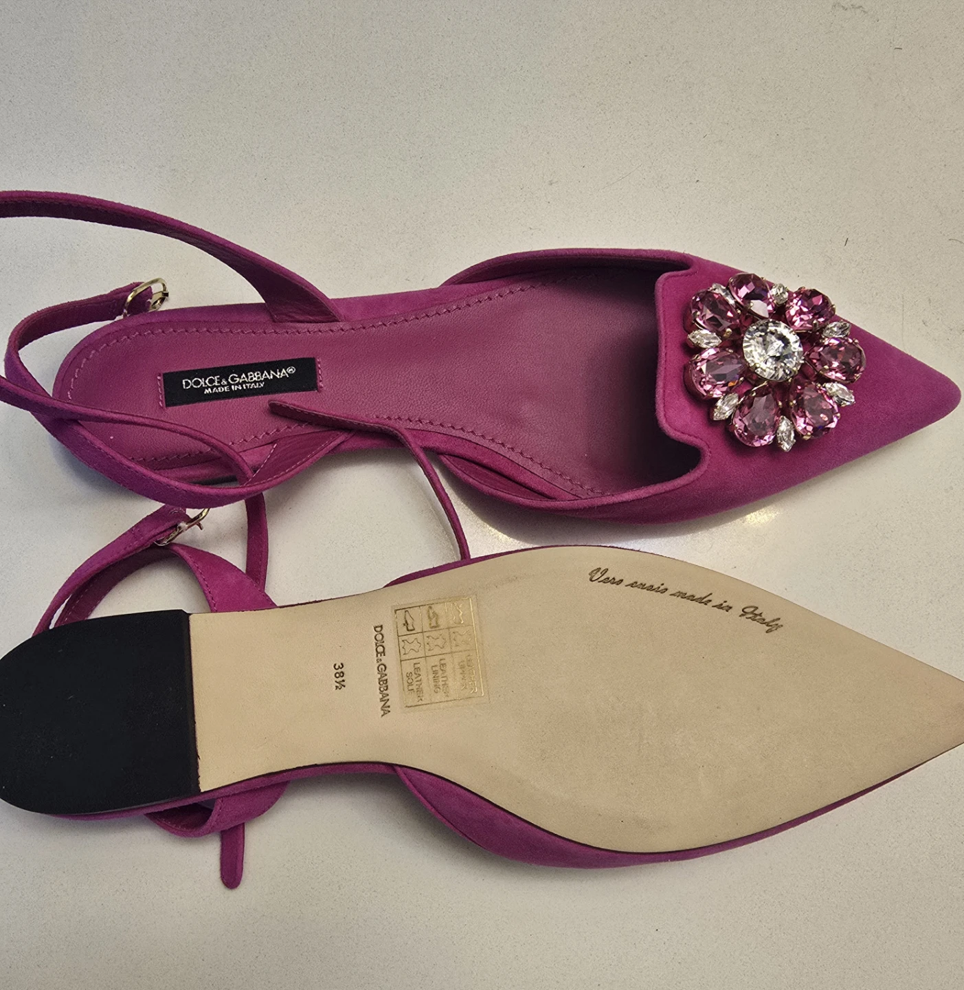 Dolce & Gabbana Pink Suede Embellished Pointed Flats - photo 3