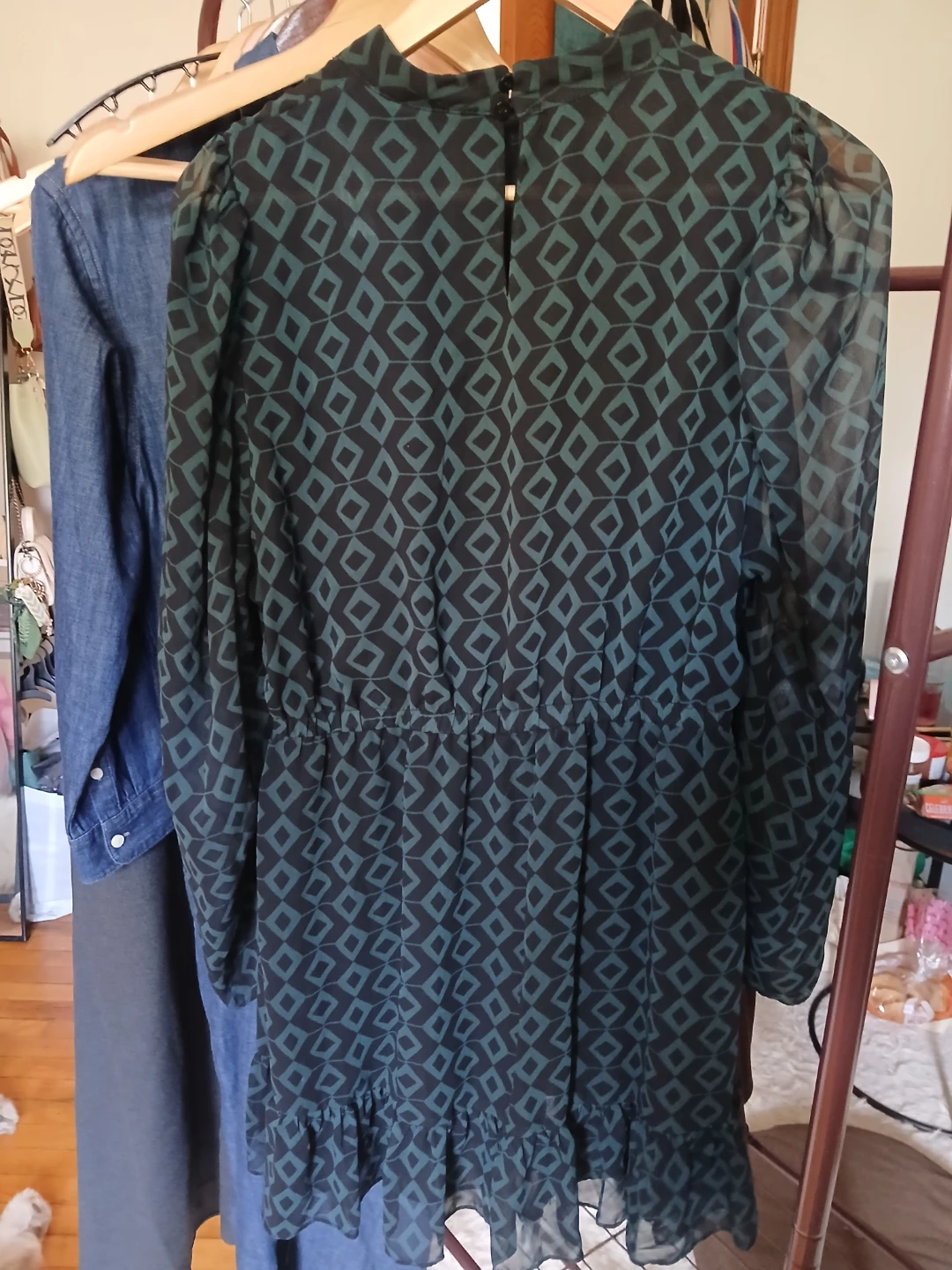 ZARA Women's Patterned Long Sleeve Ruffle Dress - photo 3