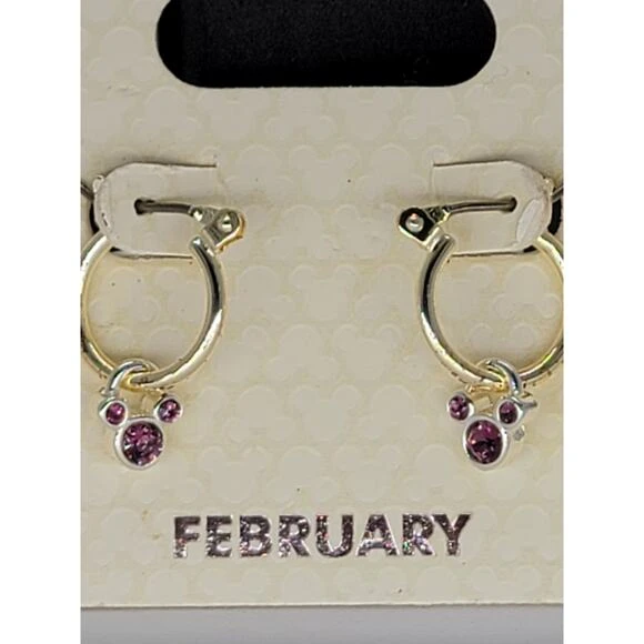 Authentic Disney February Swarovski Birthstone Earrings