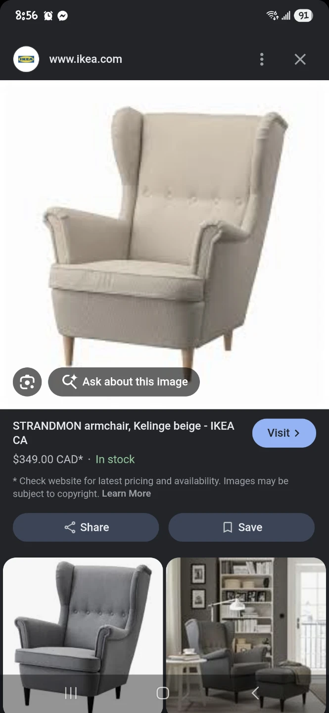 IKEA Strandmon Wingback Armchair in Kelinge Beige - photo 2