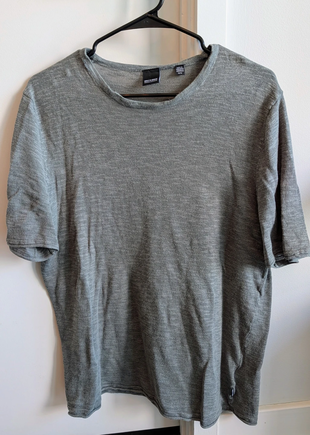ONLY & SONS Grey Linen Blend Crew Neck T-Shirt