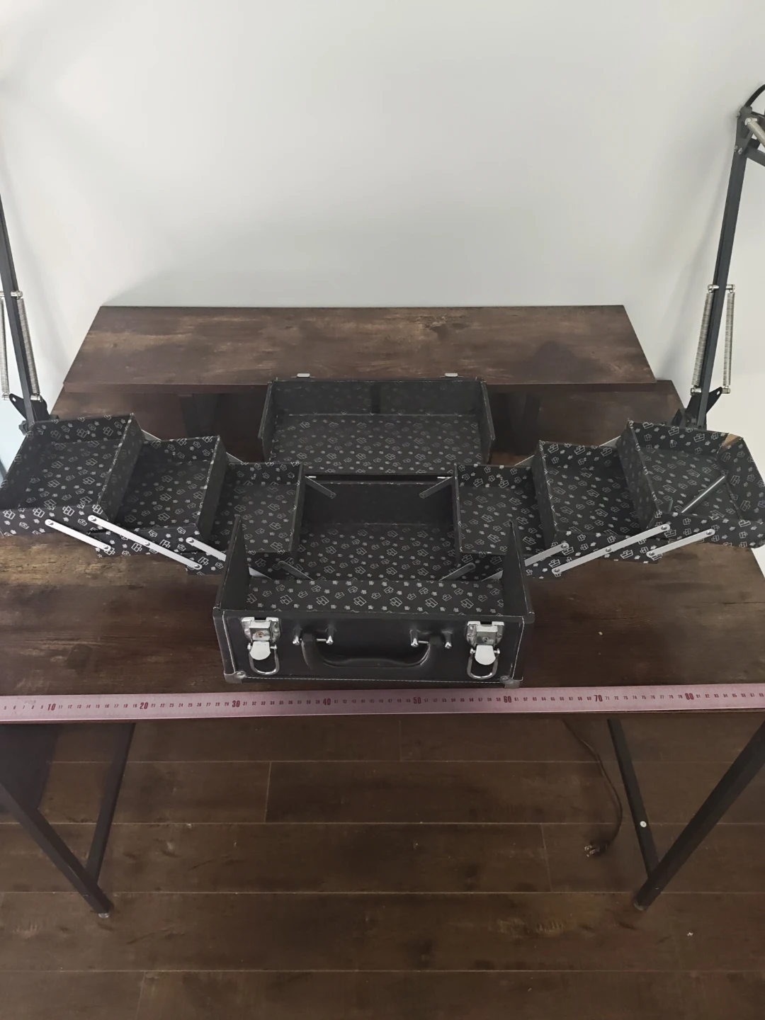 Black Makeup Train Case with Expandable Trays - photo 2