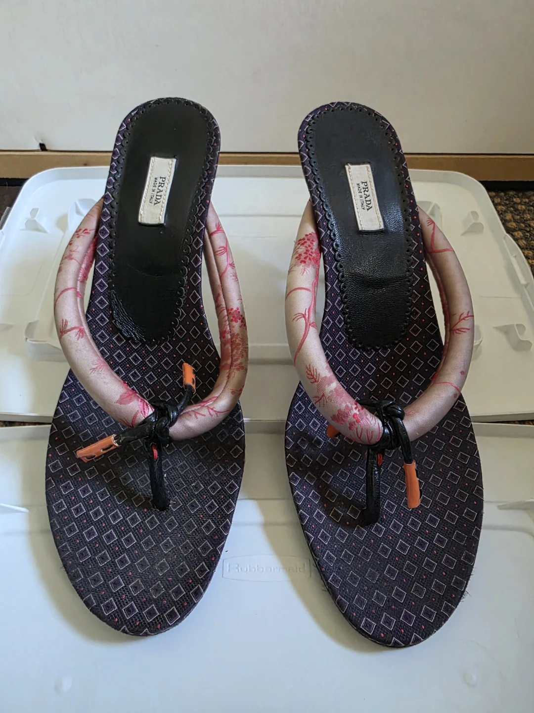 Vintage rare Prada Women's Thong Sandals "Blossom" Satin size 38