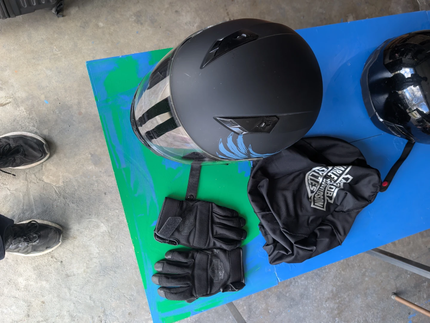 Harley Davidson helmet and gloves and case for it