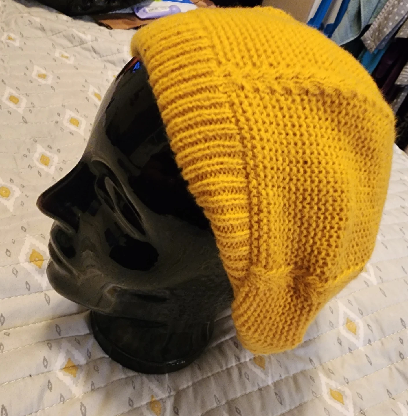 Yellow/Mustard Knit Beret Hat - photo 3