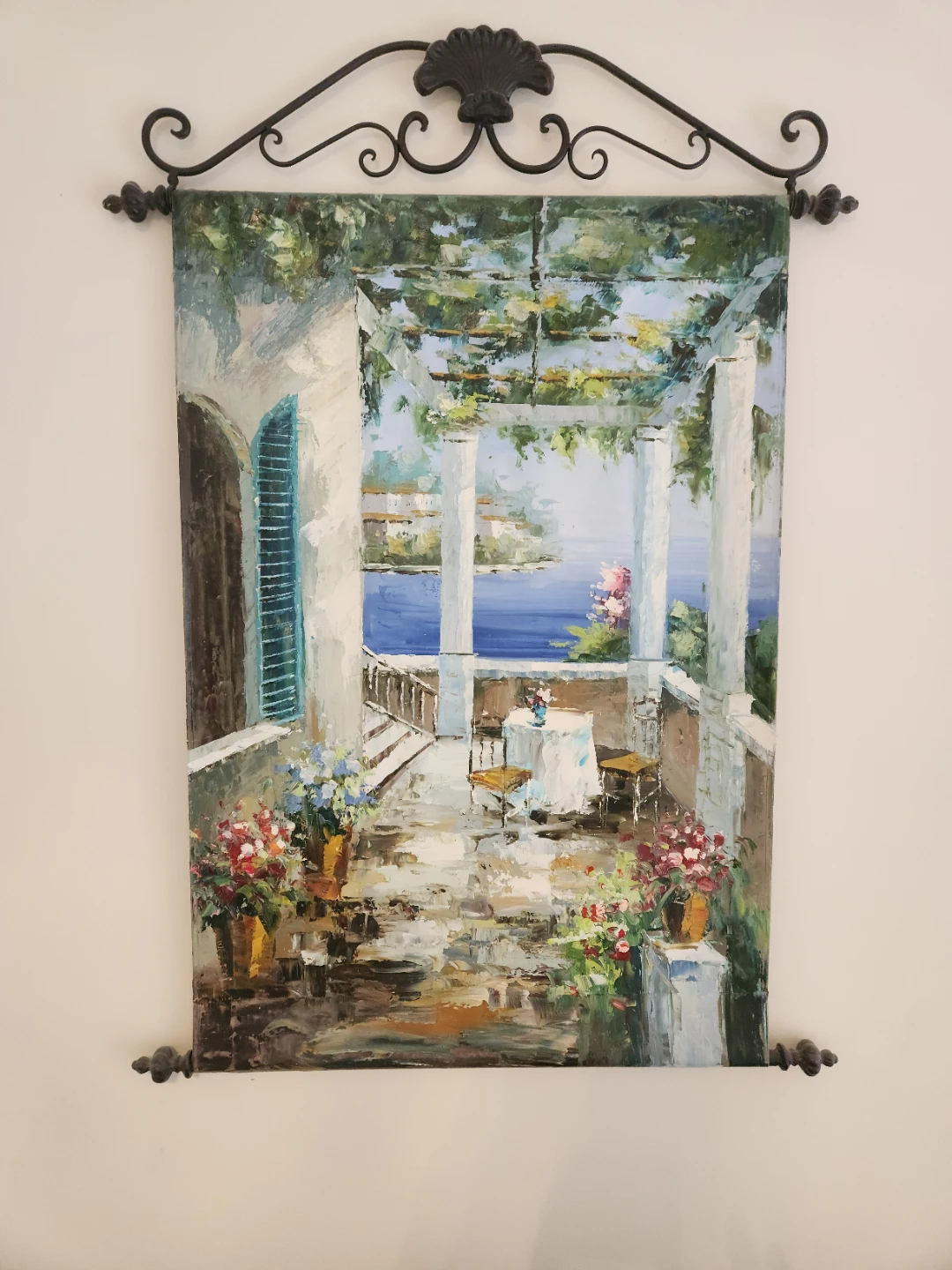 Tapestry Wall Art - Mediterranean Balcony Scene