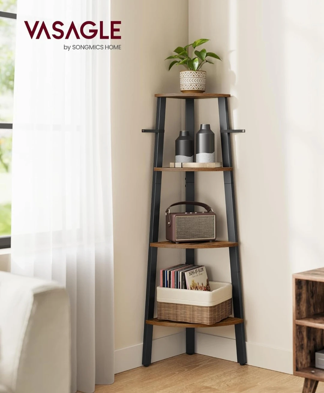 VASAGLE 4-Tier Corner Shelf
