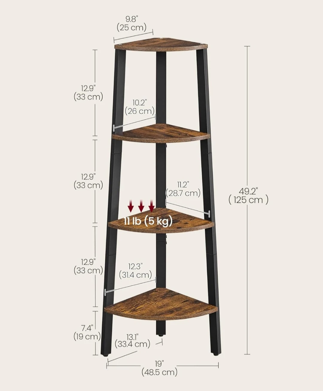 VASAGLE 4-Tier Corner Shelf - photo 2