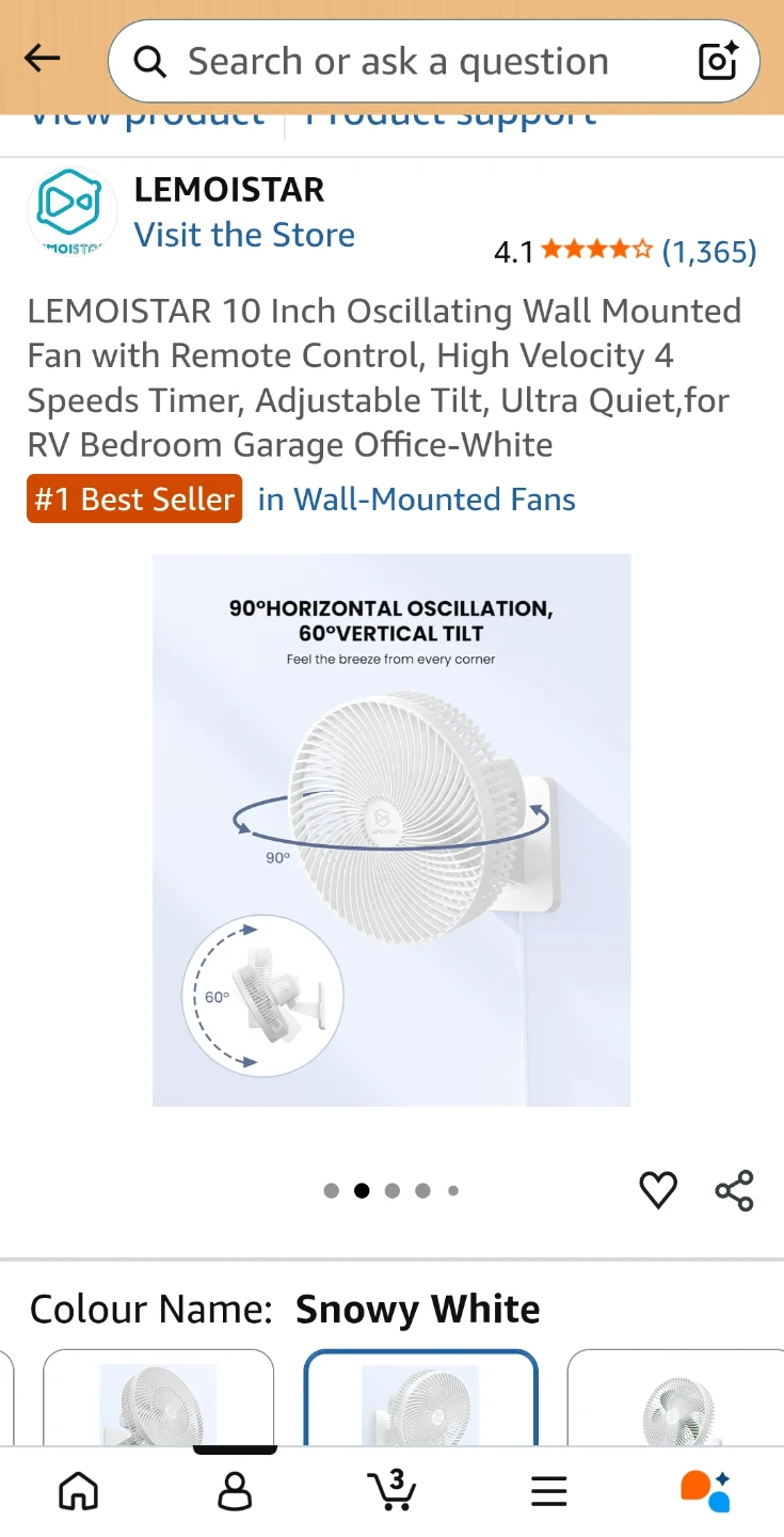 LEMOISTAR 10 Inch Oscillating Wall Mounted Fan - photo 2