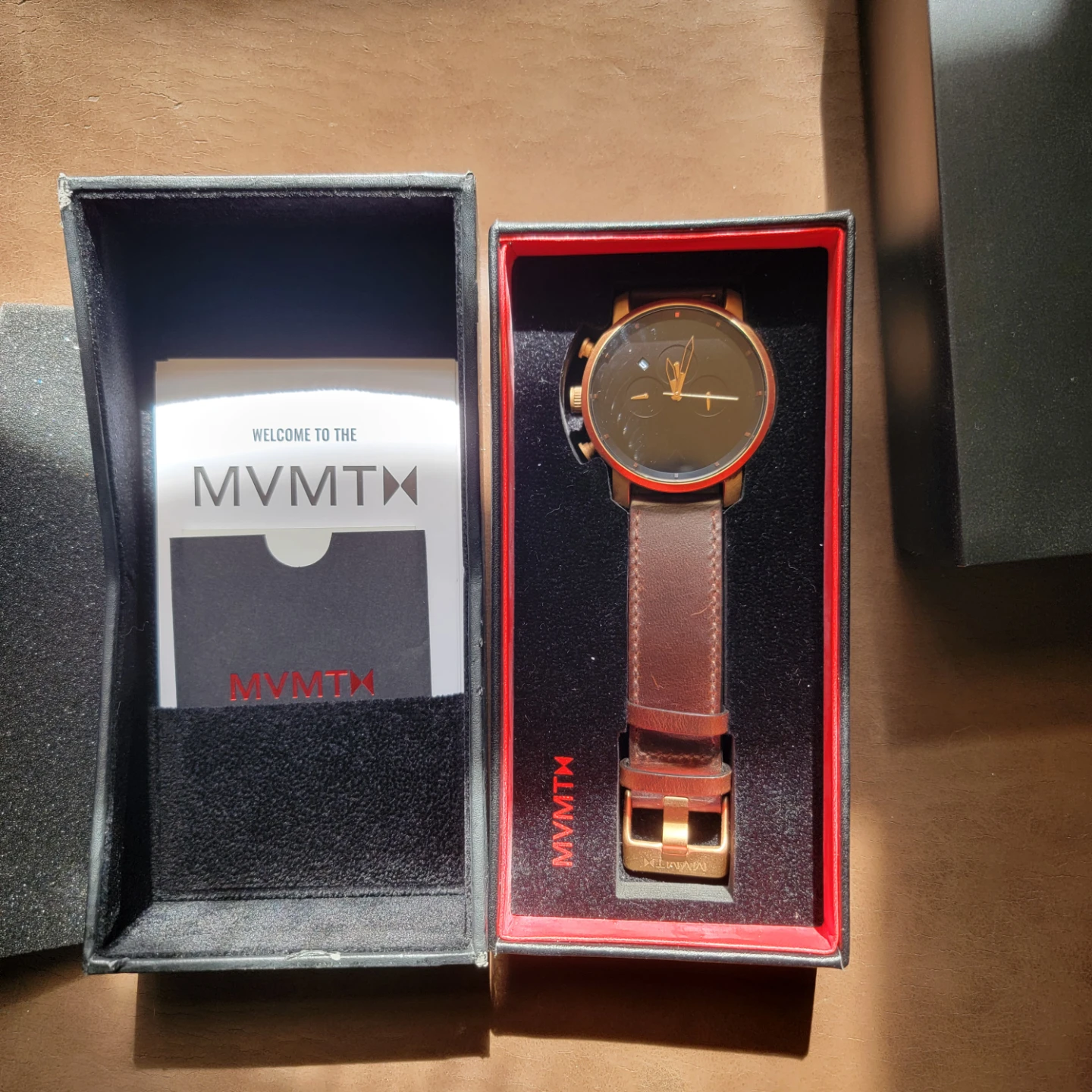 Men's Mvmt Watch Rose Gold/ Brown Leather Band