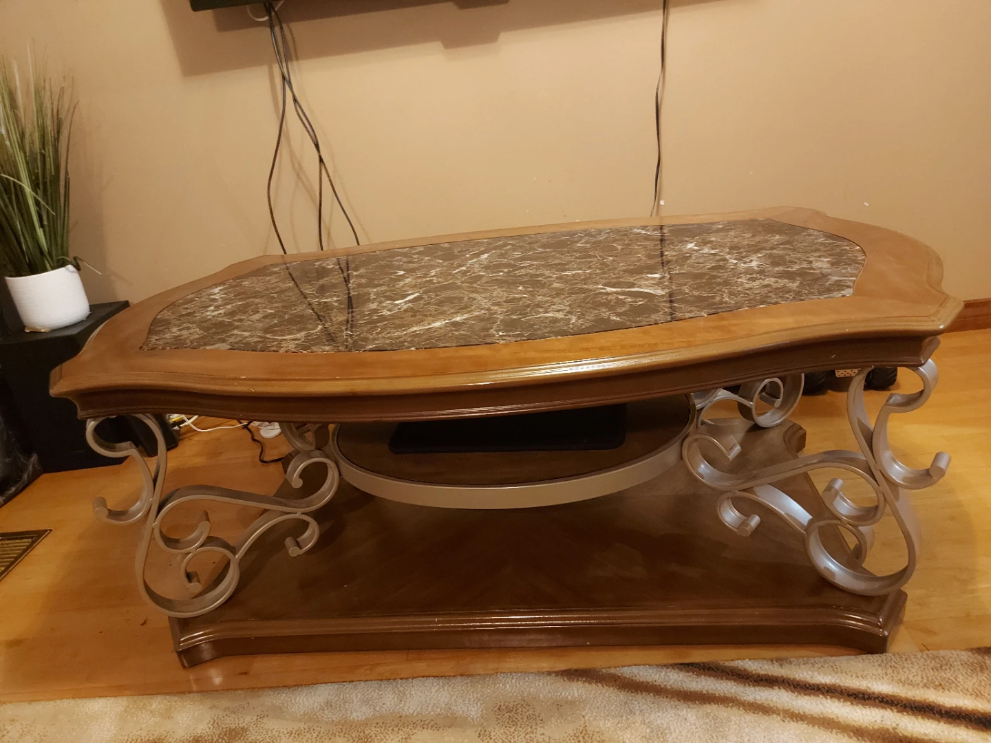 Ornate Coffee Table with Faux Marble Top - photo 2