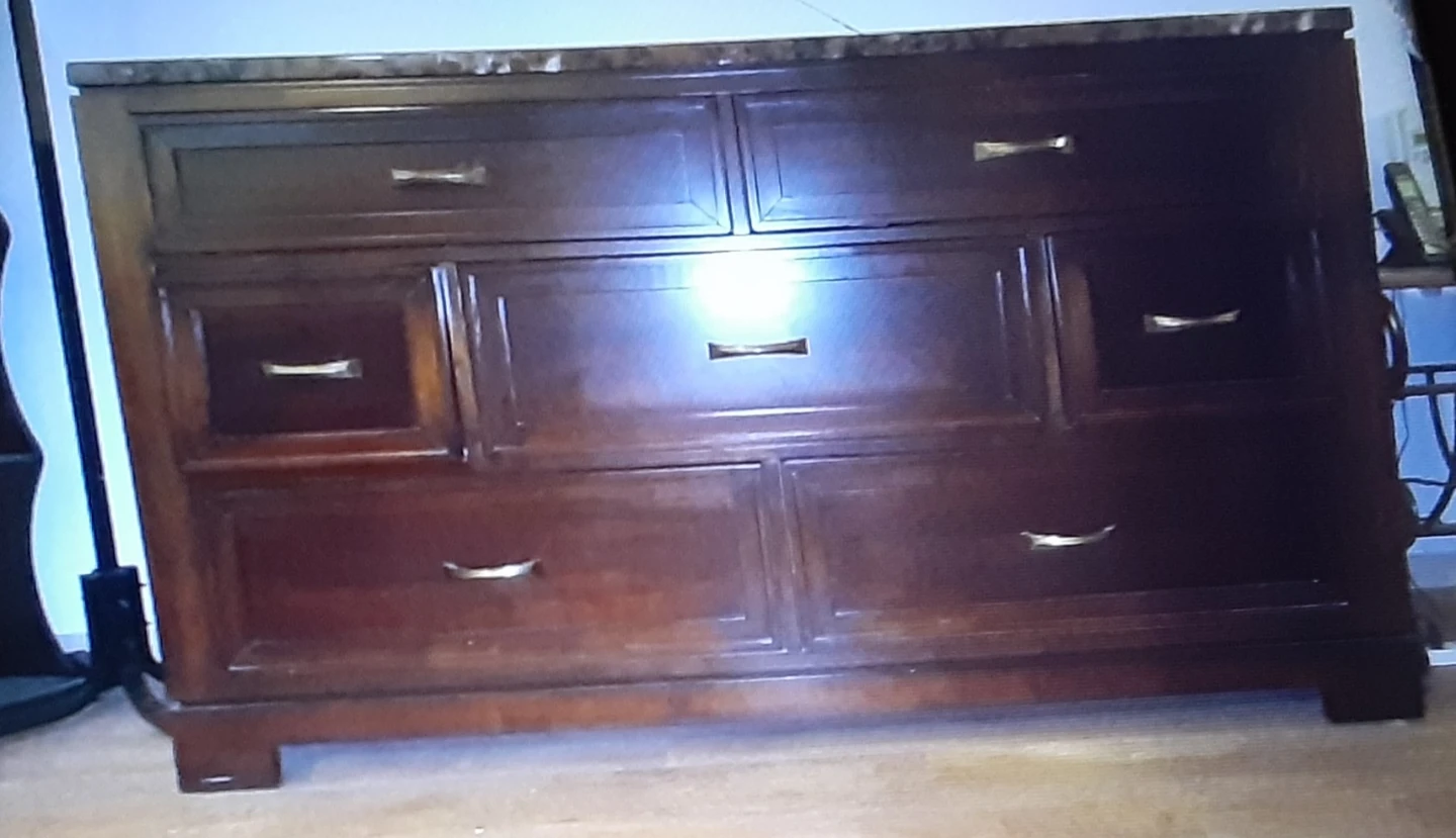 Dark Wood Dresser with Marble Top - photo 3