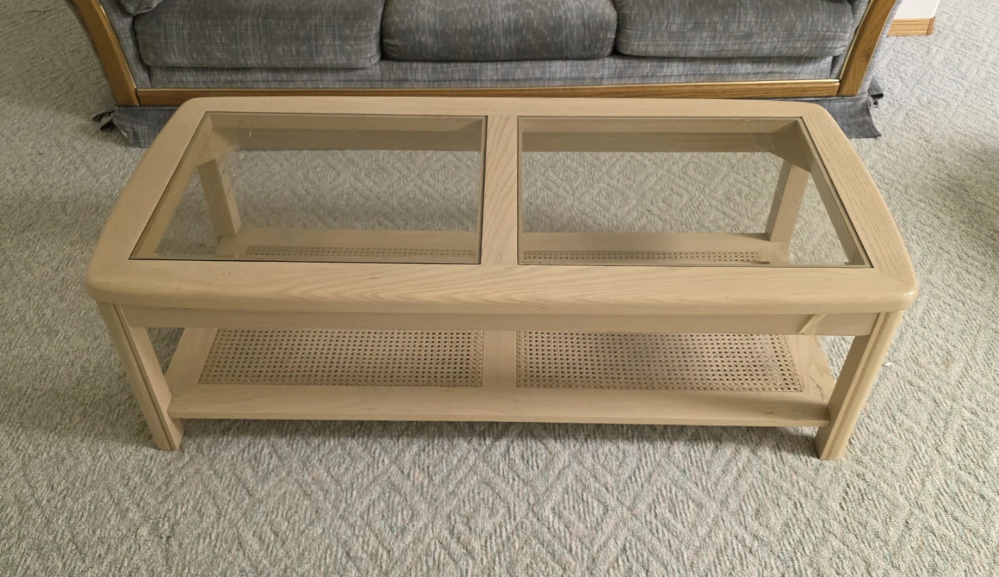 Light Wood Coffee Table with Glass Top - photo 2