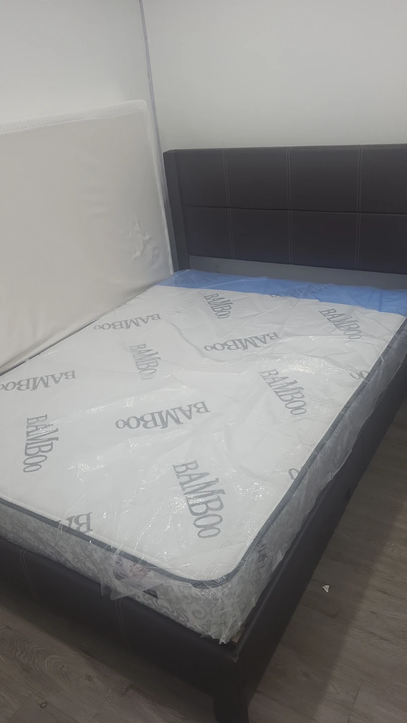Bamboo Mattress with Dark Brown Faux Leather Bed Frame - photo 3