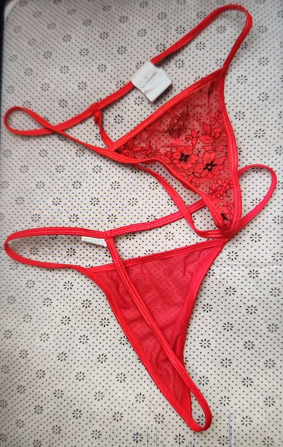 New Red Lace Thongs - Size S