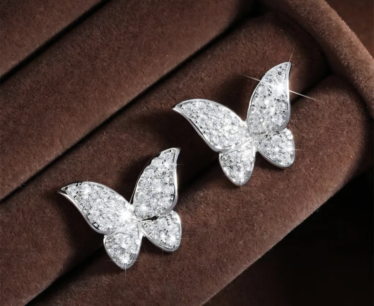 Elegant Rhinestone Encrusted Butterfly Stud Earrings
