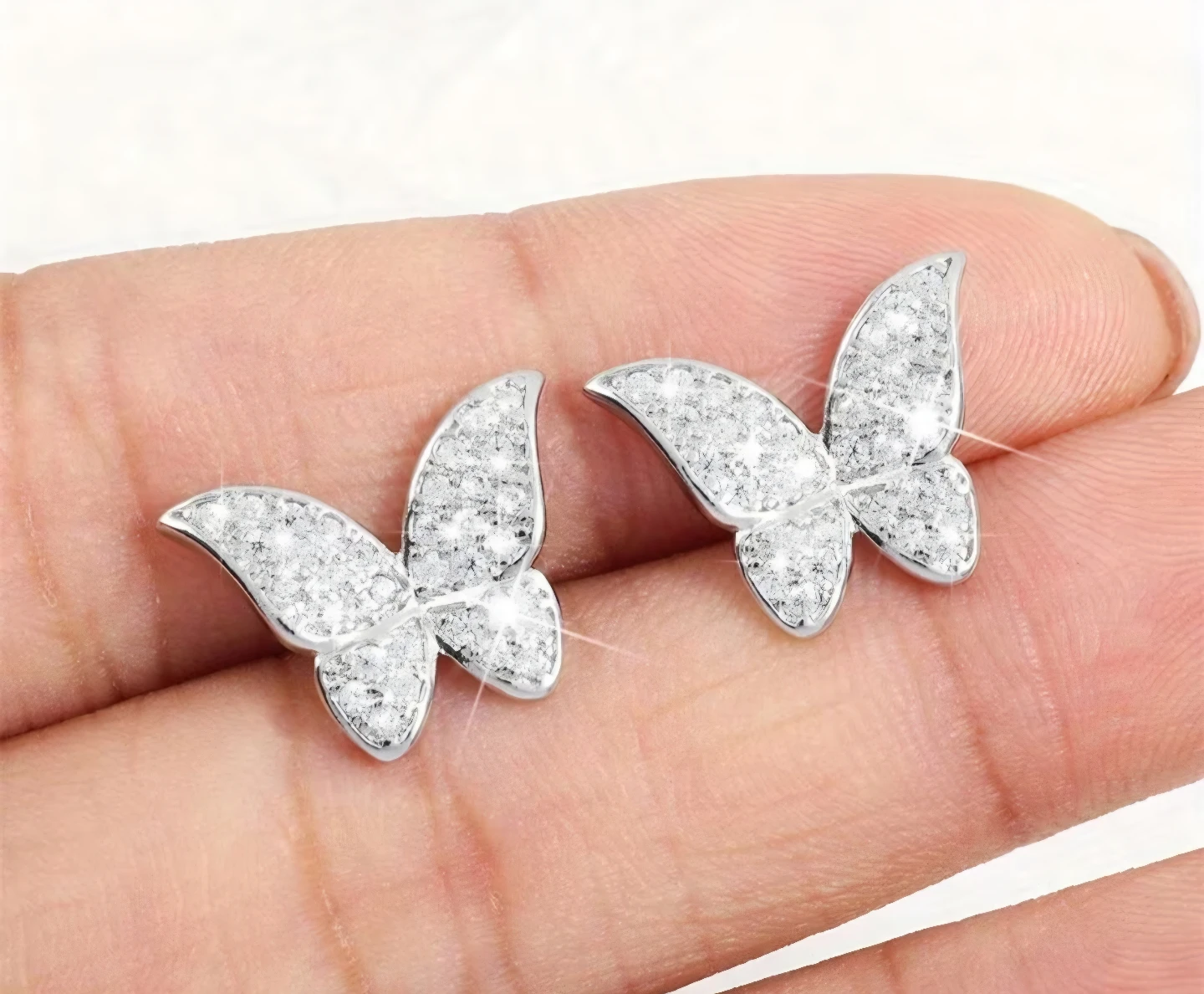 Elegant Rhinestone Encrusted Butterfly Stud Earrings - photo 2