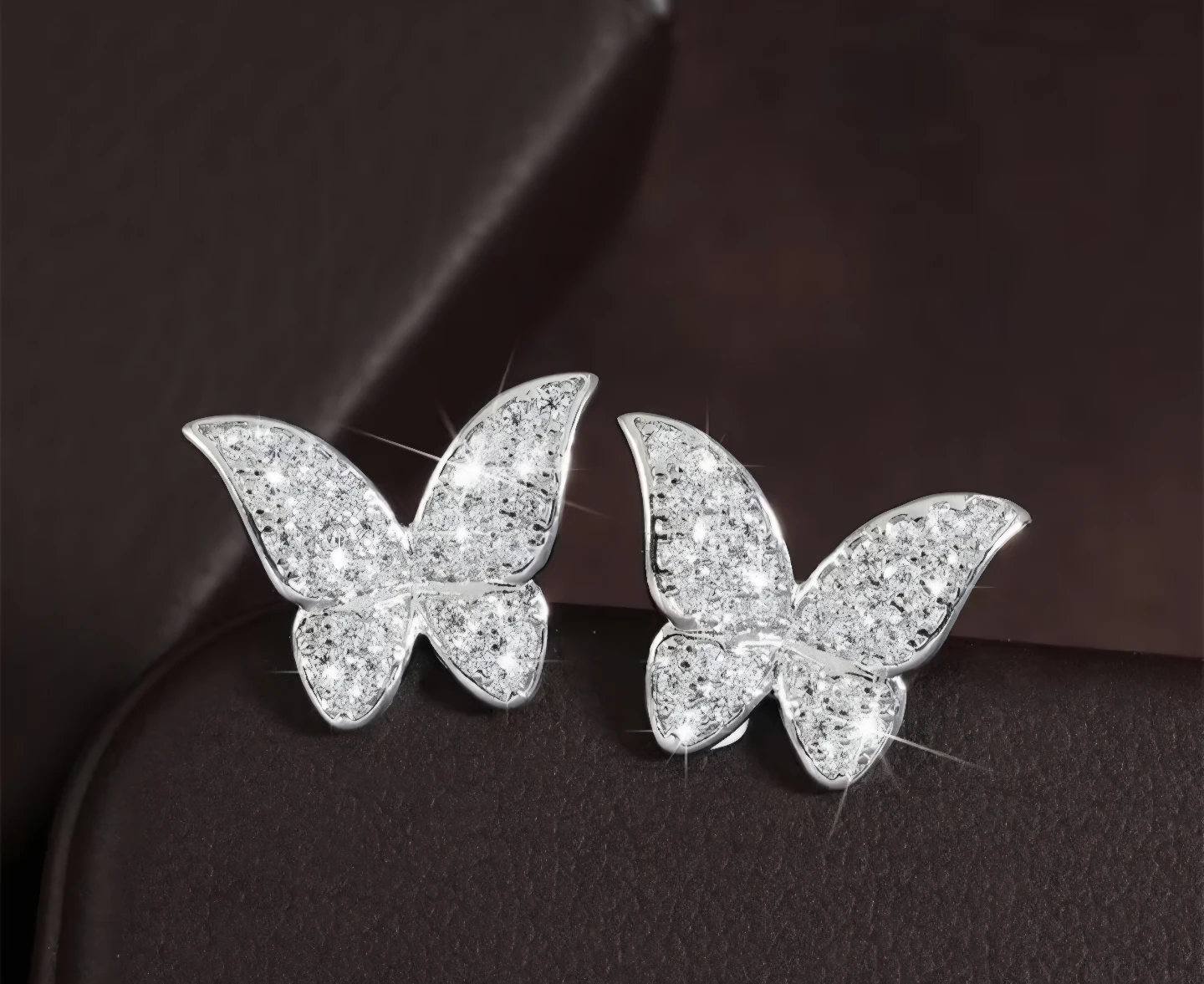 Elegant Rhinestone Encrusted Butterfly Stud Earrings - photo 4