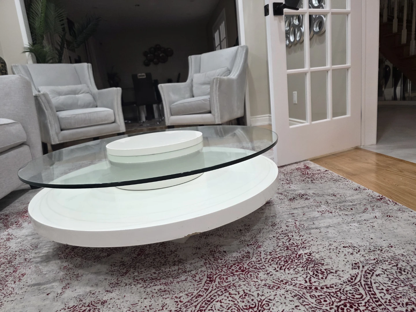 Modern Round Coffee Table with Glass Top - photo 2