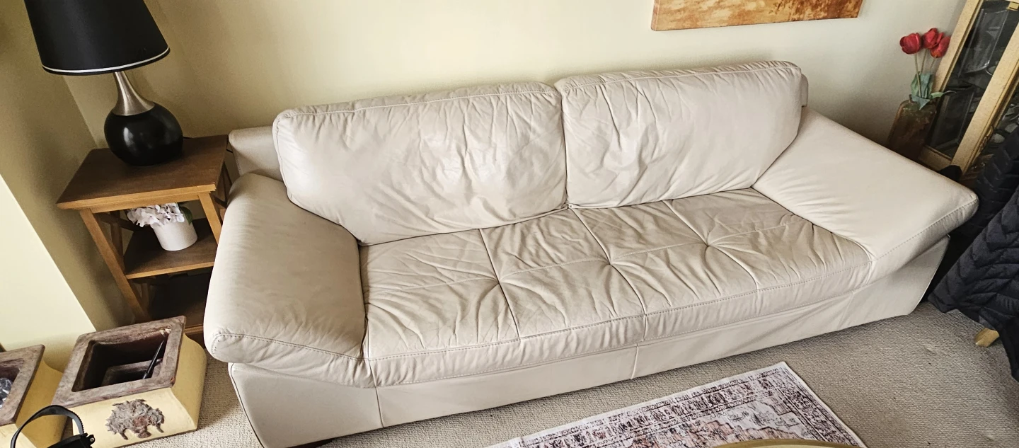 Cream Leather Sofa