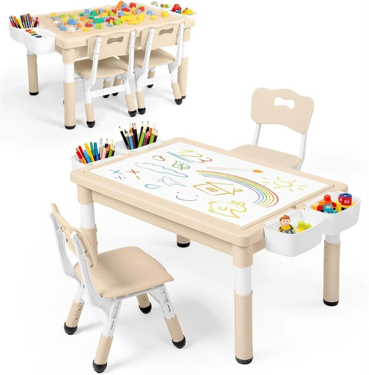 Kids Activity Table and Chair Set - Adjustable Height