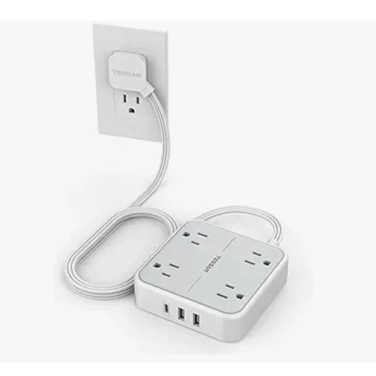 TESSAN TS-102-C-SP Surge Protector Power Strip with 3 USB Ports