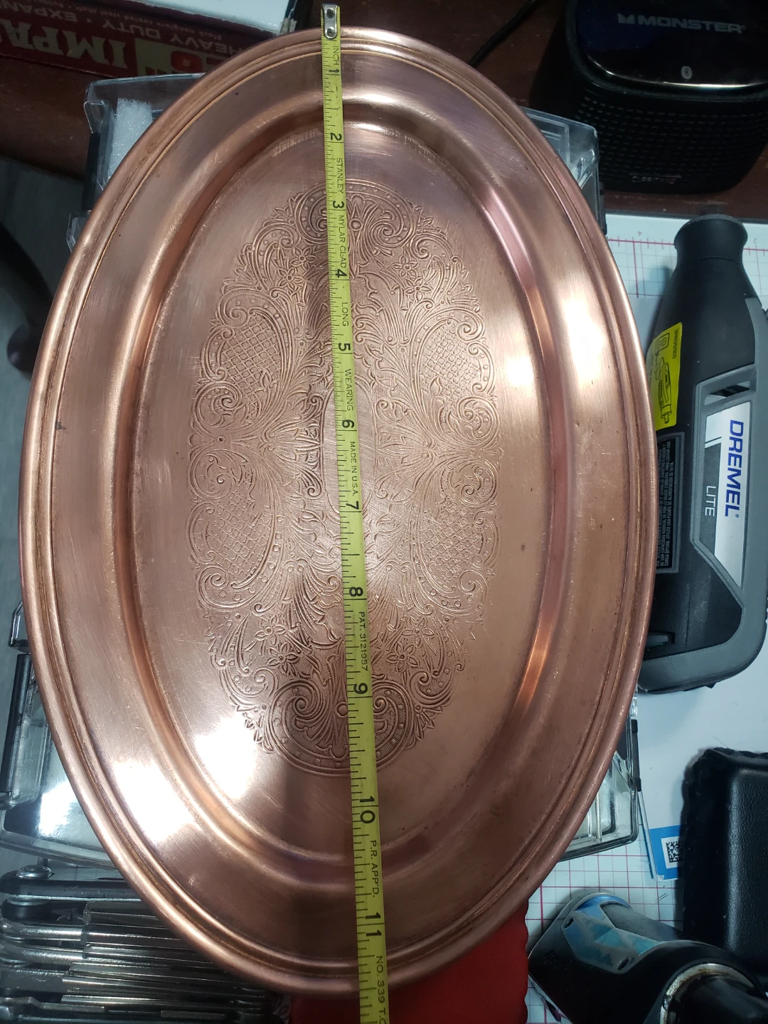 Pure copper tray not plated.