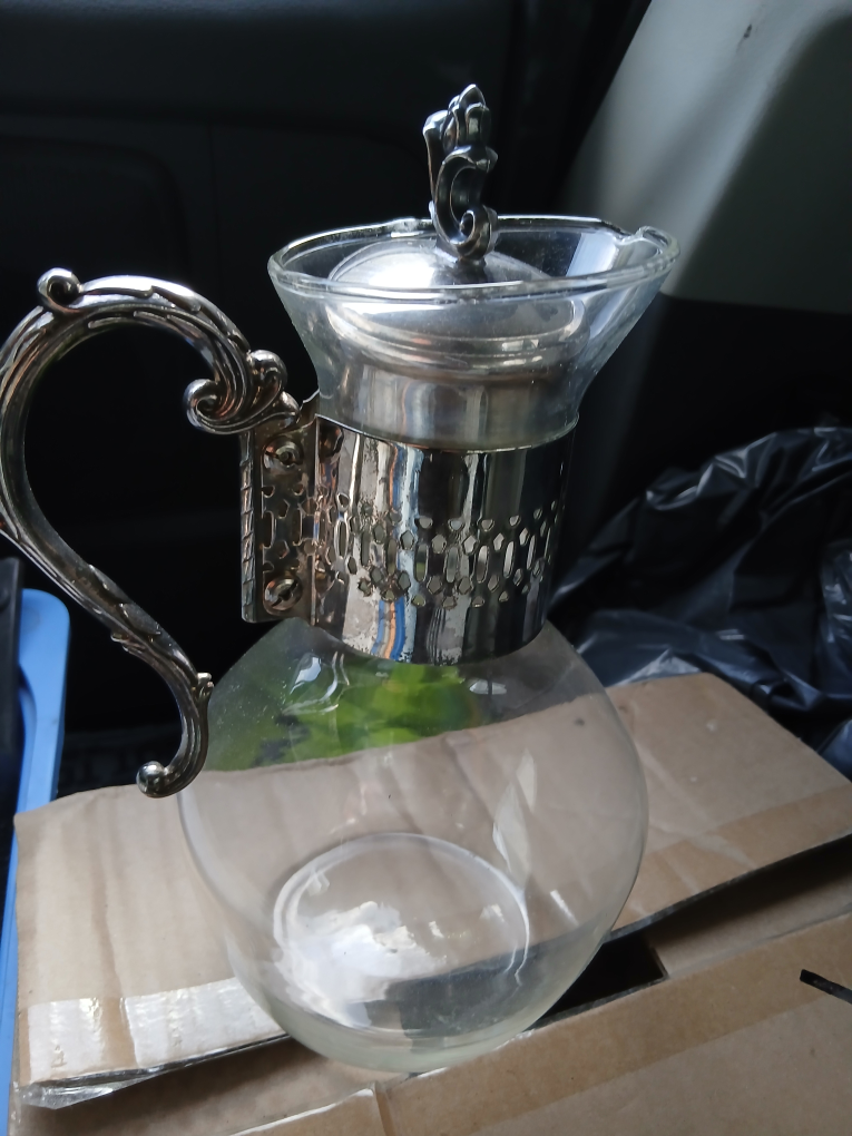 Vintage Glass and Silver Plate Coffee Pot/Carafe
