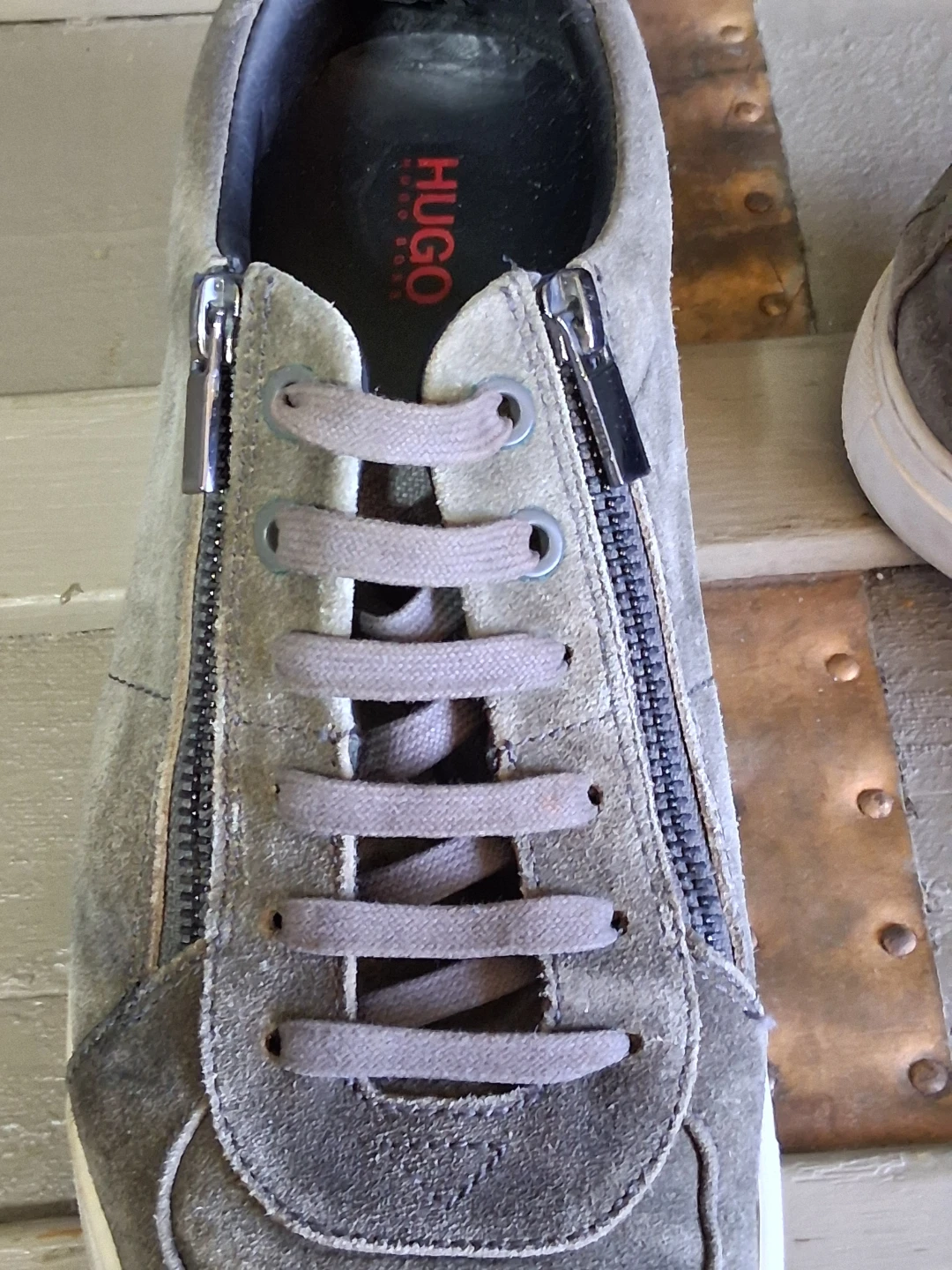 Hugo Boss Grey Suede Zip Sneakers - photo 3