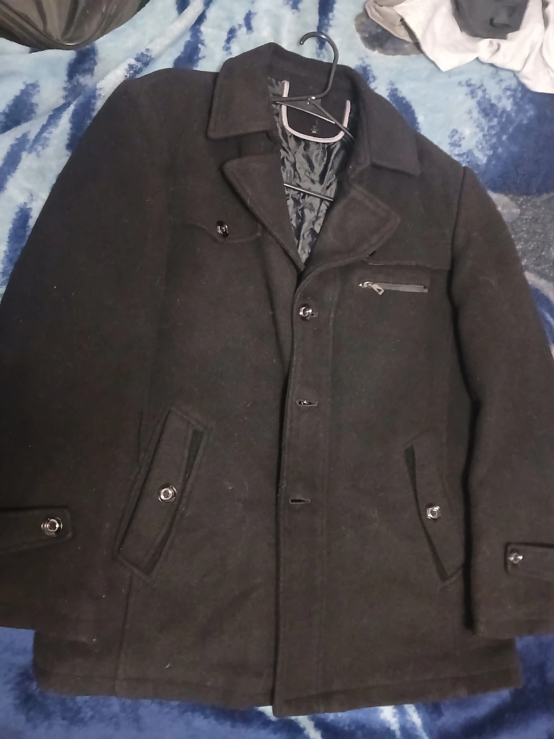 SOMTHRON Men's Wool Blend Trench Coat XL Black - photo 3