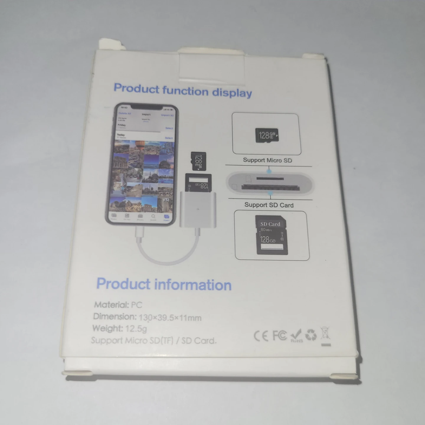 White Card Reader for Micro SD and SD Cards - photo 2