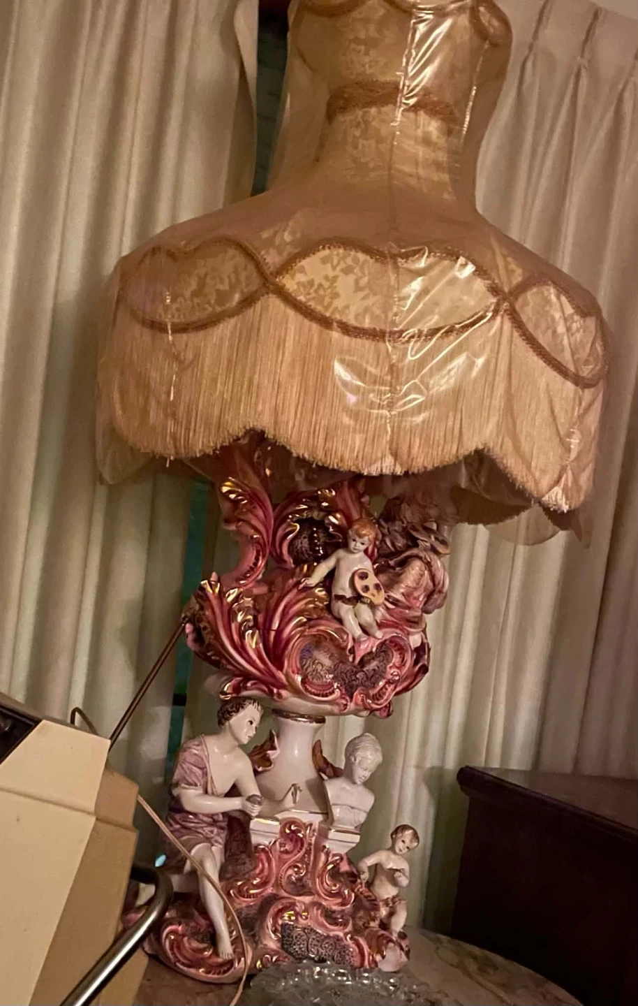 Vintage Ceramic Cherub Table Lamp