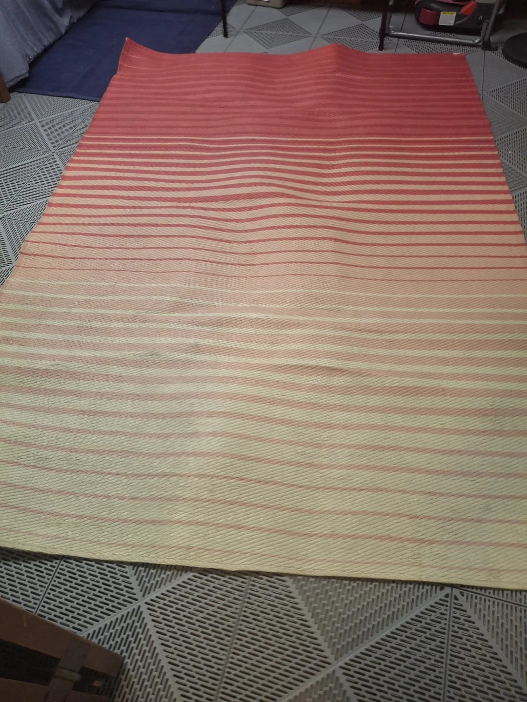 Red and Cream Striped Outdoor Mat