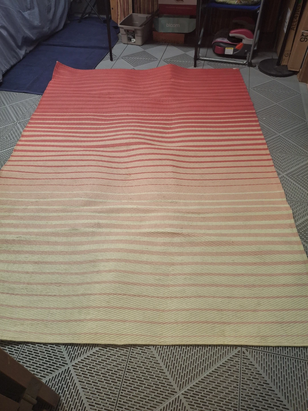 Red and Cream Striped Outdoor Mat - photo 2
