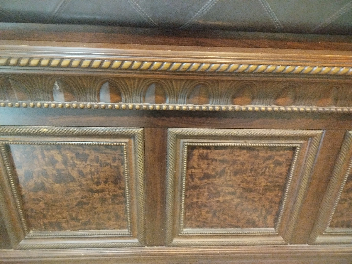 Dark Wood Tufted Headboard and Footboard - photo 4