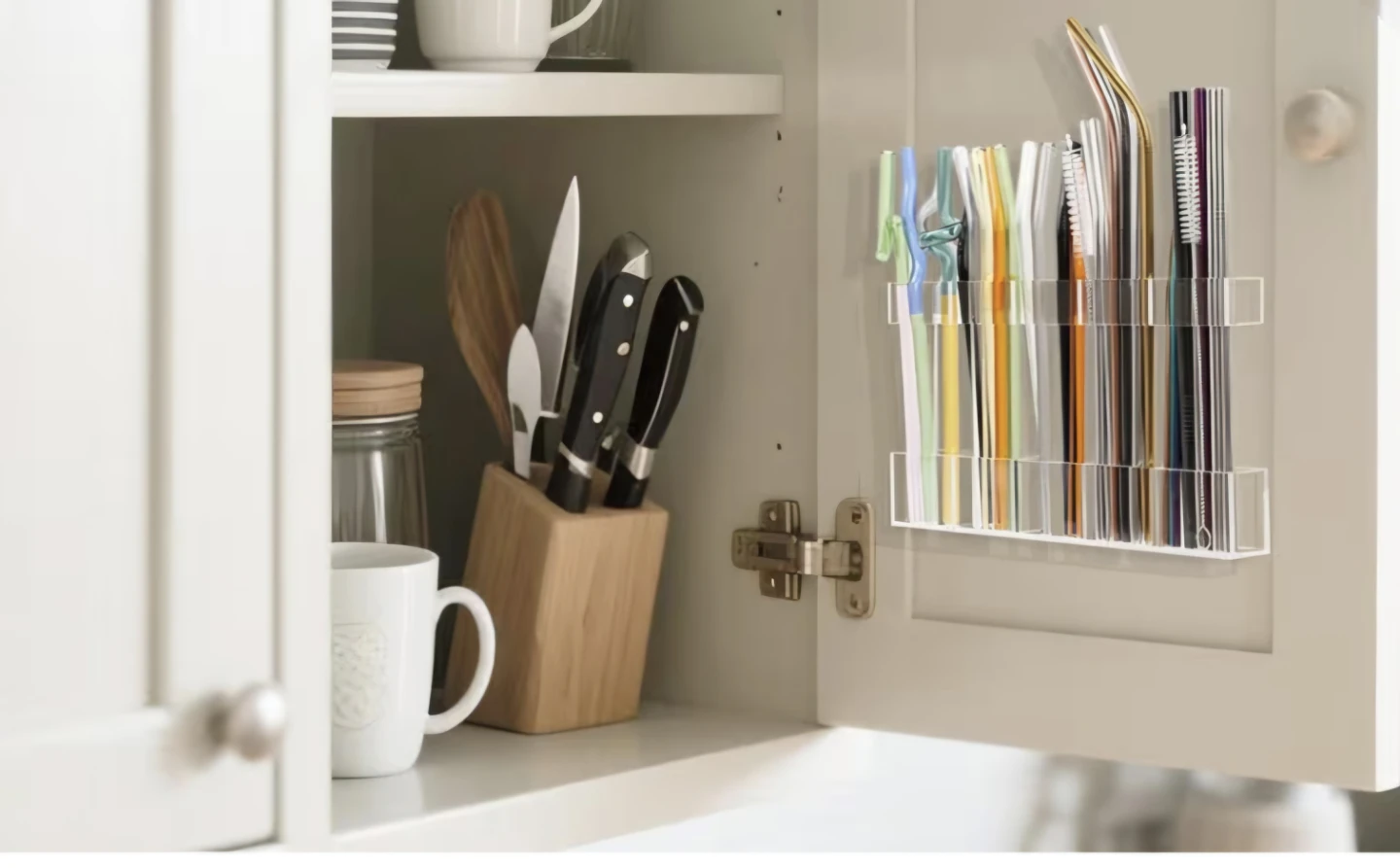 Straw Holder Organizer, Transparent - photo 2
