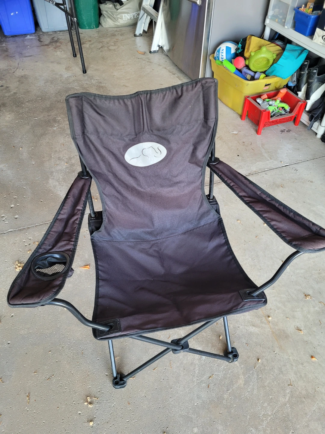 Black Folding Camping Chair with Cup Holder